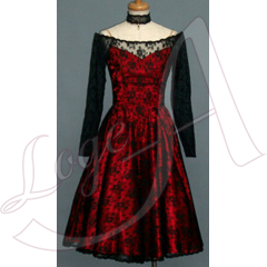 レースドレス長袖(黒×赤):car05lacedress02_bkrd