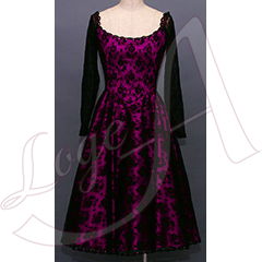 レースドレス長袖(黒×ローズ):car05lacedress02_bkros
